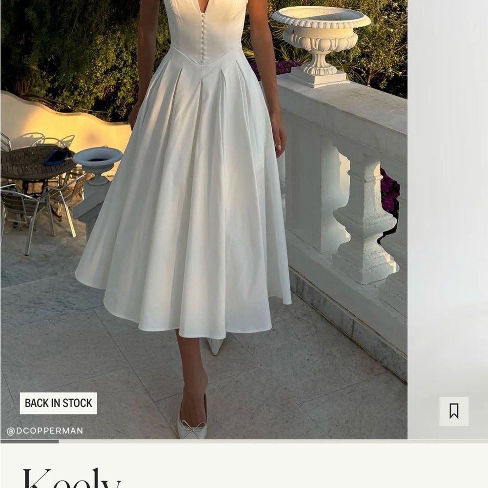 Meshki White Midi Dress with Fitted Bodice